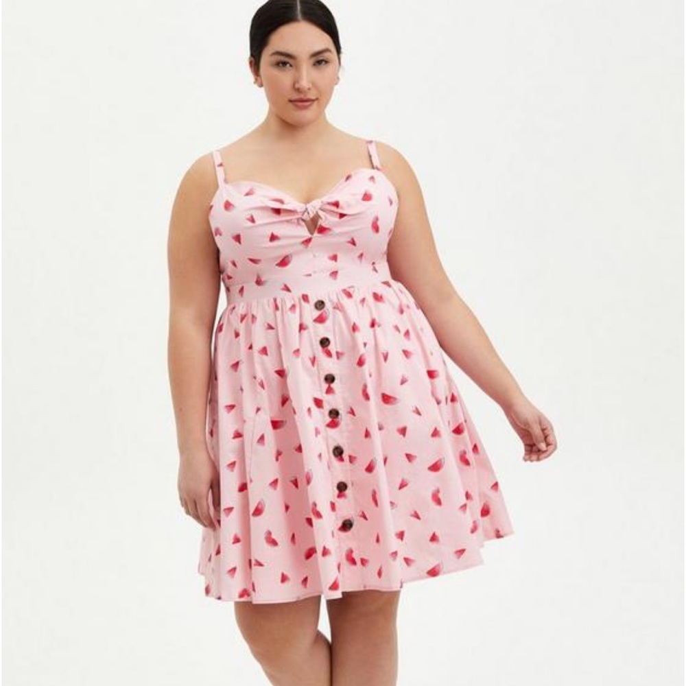 Torrid Mini Poplin Tie-Front Skater Dress
